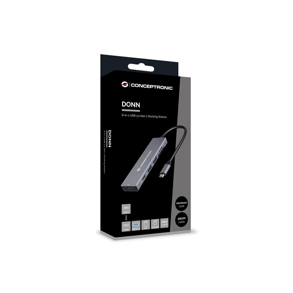 Conceptronic DONN23G USB-C to HDMI/USB-C PD/USB 3.0/SD/TF Notebook Dokkoló Conceptronic DONN23G USB-C to HDMI/USB-C PD/USB 3.0/SD/TF Notebook Dokkoló