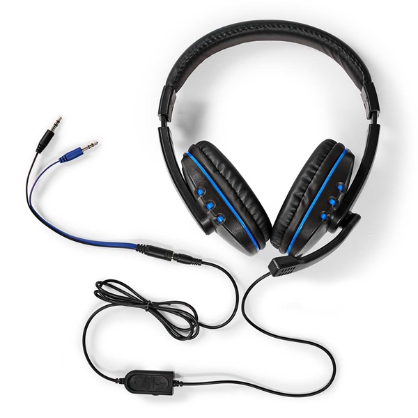 Nedis GCK51110BKUS gamer 5 az 1-ben készlet Angol Billentyűzet + Headset + Egér + Egérpad és adapter kábel, QWERTY
