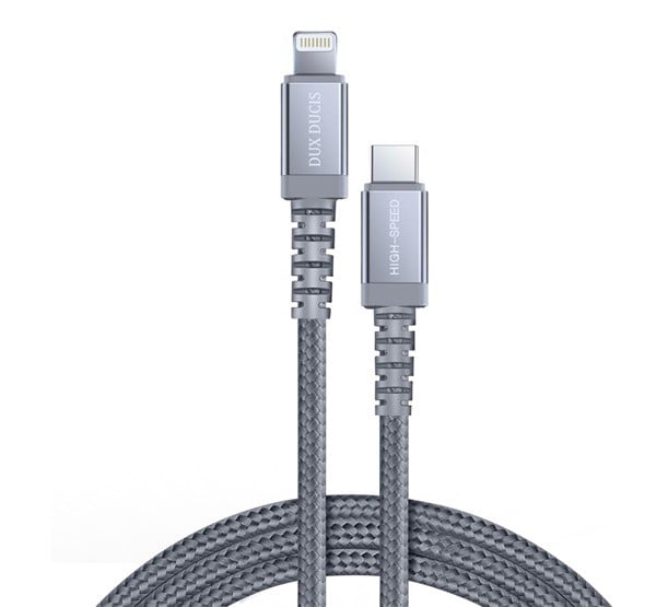 DUX DUCIS X2 adatkábel és töltő (Type-C - lightning 8pin, 2000 mAh, PD gyorstöltés támogatás, 100cm, MFi) SZÜRKE