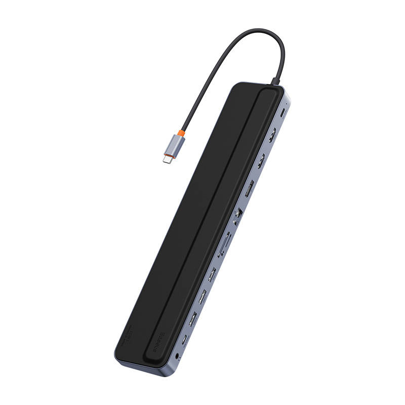 Baseus EliteJoy Gen2 12 az 1-ben HUB, USB-C + 2xHDMI + 3xUSB 3.0 + PD + DP + SD/TF + RJ45 + USB-C + 3.5mm (sötétszürke)