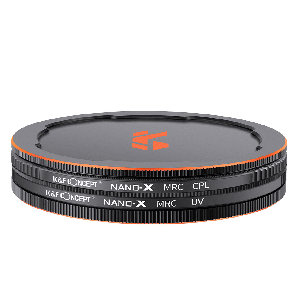 K&F Concept NANO-X series, MCUV + CPL szűrő, vízlepergető, karcálló, fém objektívsapka + tok, 67mm