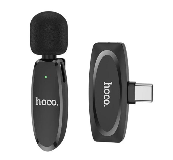 Hoco L15 USB-C csiptetős Bluetooth mikrofon fekete