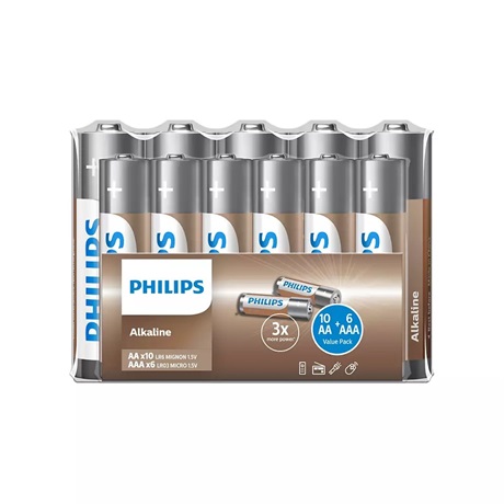 Philips LR036A16F/10 ELEM ALKALI XXL 10db AA és 6db AAA Philips LR036A16F/10 ELEM ALKALI XXL 10db AA és 6db AAA