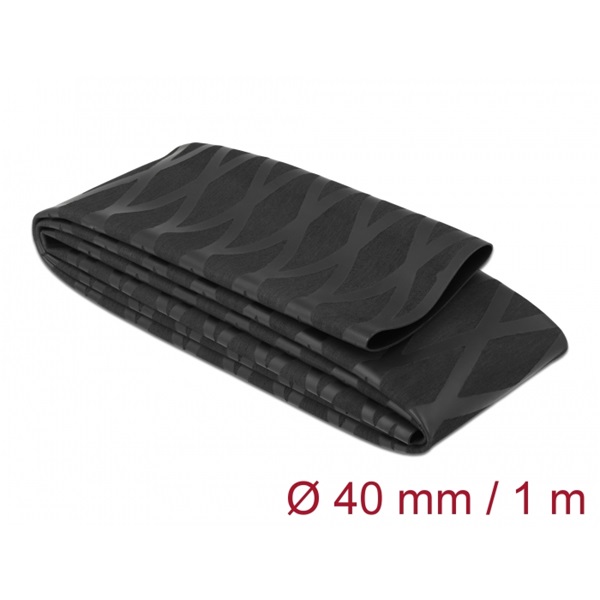 Delock 19602 1mx40mm csúszásmentes X-mintás fekete zsugorcső Delock 19602 1mx40mm csúszásmentes X-mintás fekete zsugorcső