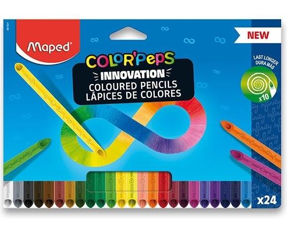 Színes ceruza készlet, háromszögletű, MAPED "Color`Peps INFINITY", 24 különböző szín Színes ceruza készlet, háromszögletű, MAPED "Color`Peps INFINITY", 24 különböző szín