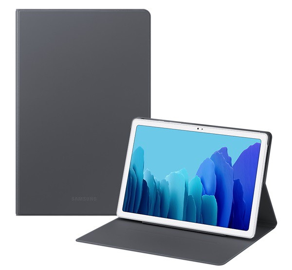 SAMSUNG tok álló, bőr hatású (FLIP, oldalra nyíló, asztali tartó funkció) SZÜRKE [Samsung Galaxy Tab A7 10.4 (2020) LTE SM-T505]