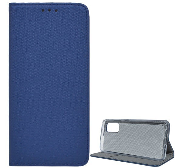 Tok álló, bőr hatású (FLIP, oldalra nyíló, asztali tartó funkció, rombusz minta) SÖTÉTKÉK [Samsung Galaxy S20 5G (SM-G981U)]