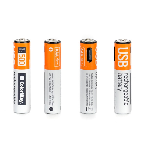 COLORWAY AAA újratölhető elem  USB-C 590 mAh 1.5B  Li-Polymer 2pc. 