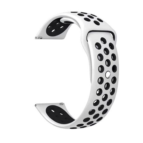 Mybandz lélegző szilikon óraszíj 20mm, fehér-fekete (20SKU2067)