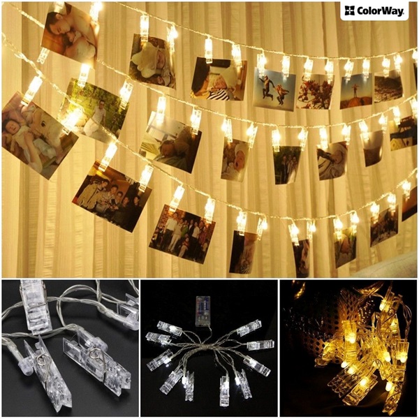 COLORWAY LED füzér fotócsipeszes fényképtartó fényfüzér 40 LED / 4,2M (CW-LCP-40L42B)