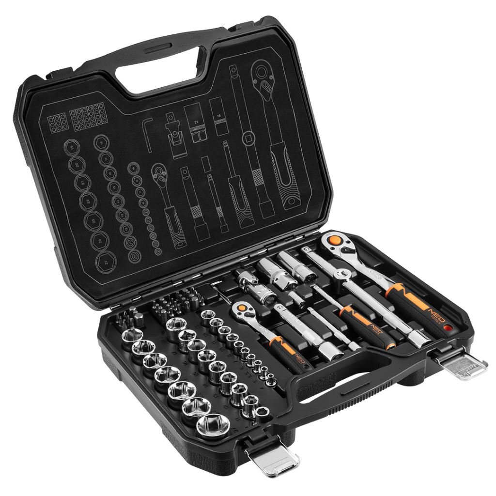 NEO Tools Dugókulcskészlet + bitkészlet 1/2", 1/4", 73db (10-054)