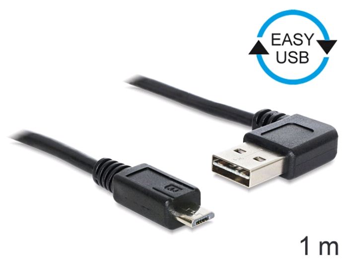Delock 83382 USB 2.0 -A apa hajlított > USB 2.0 micro-B apa kábel 1 m Delock 83382 USB 2.0 -A apa hajlított > USB 2.0 micro-B apa kábel 1 m