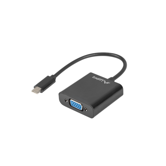 Lanberg USB-C(M) 3.1->VGA(F) adapter kábel 15cm fekete Lanberg USB-C(M) 3.1->VGA(F) adapter kábel 15cm fekete