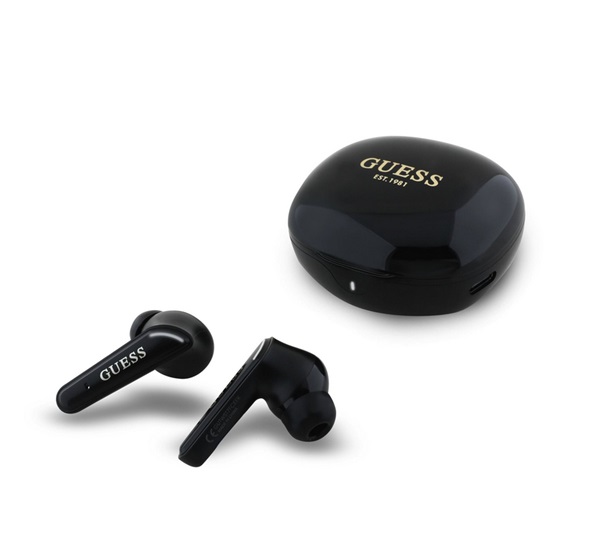 CG MOBILE GUESS GLOSSY CLASSIC LOGO bluetooth fülhallgató SZTEREO (v5.4, TWS, mikrofon + töltőtok) FEKETE (GUTWST7FCEEK)