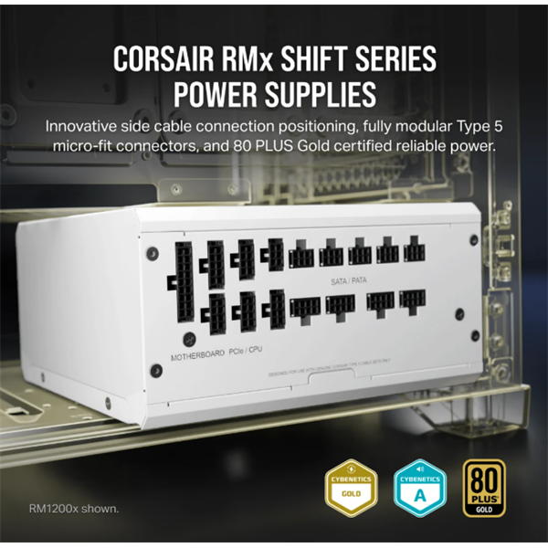 CORSAIR  Moduláris RM1000x Shift White 1000W 14cm 80+ Gold Tápegység