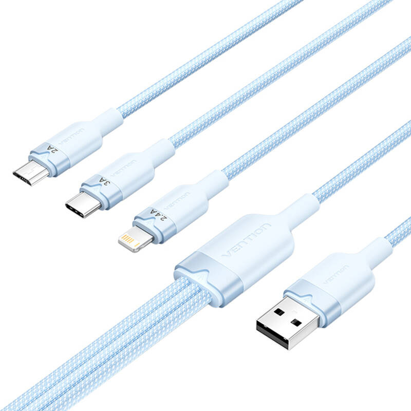 USB 2.0 A-3in1 3A kábel Vention CTPLG 1.5M (kék) USB 2.0 A-3in1 3A kábel Vention CTPLG 1.5M (kék)