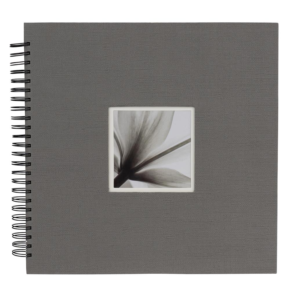 Dörr fotóalbum, spirálos, ablakos, beragasztós, UniTex, 34x34cm, 20lap/40oldal, szürke