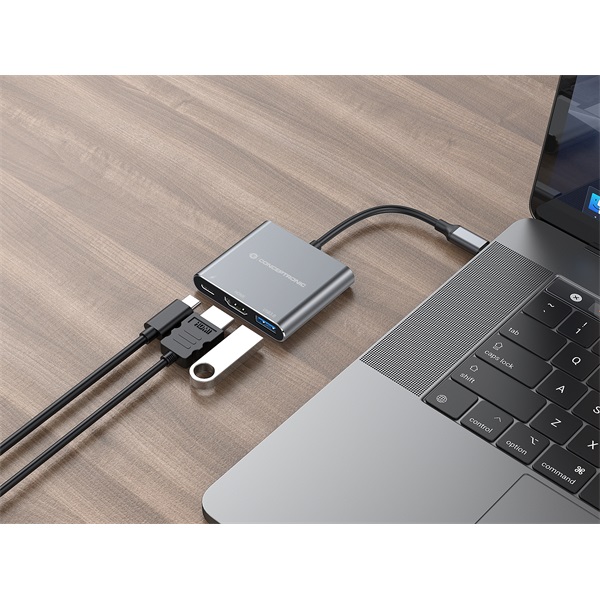 Conceptronic DONN18G  USB-C to HDMI/USB-C PD/USB 3.0 Notebook Dokkoló  