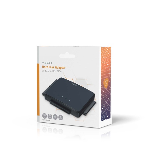 Nedis HDADIS110BK HDD / SSD dokkoló, USB 3.2 Gen1, 2,5 / 3,5", IDE + SATA
