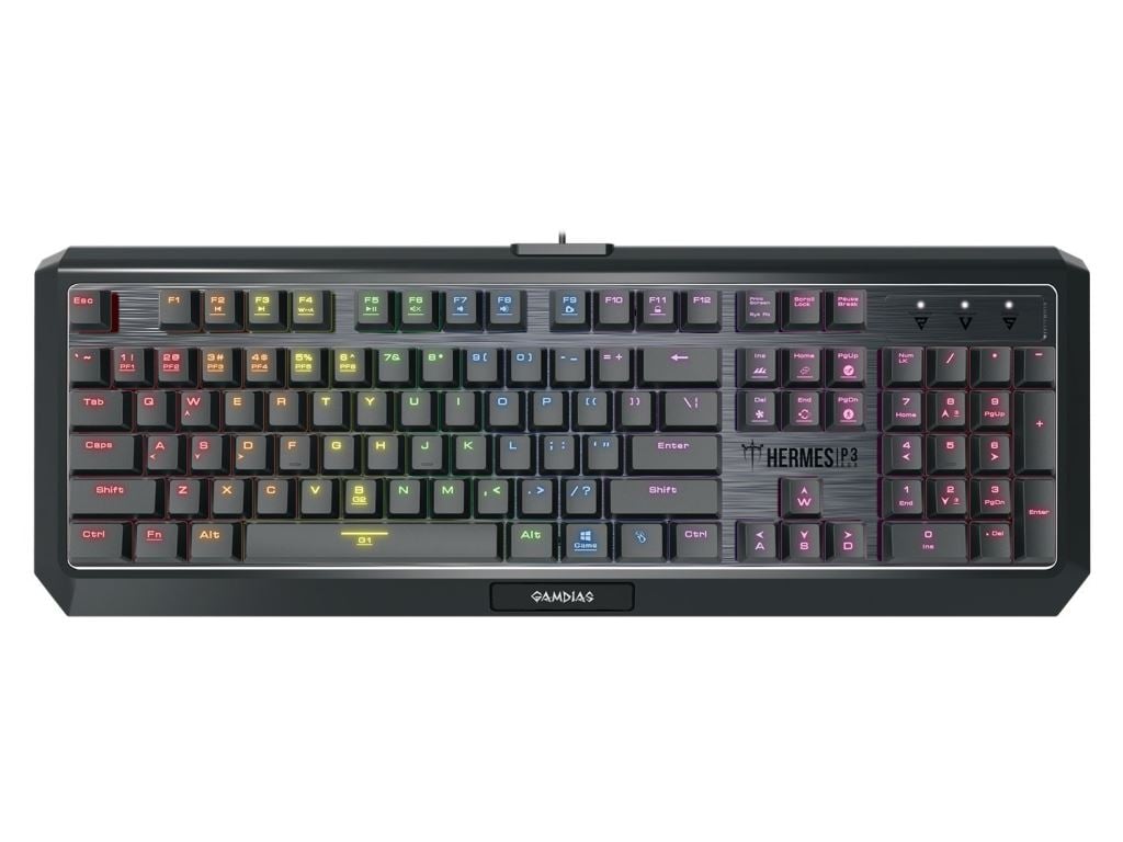 Gamdias Hermes P3 RGB Gamer US Brown switch billentyűzet fekete