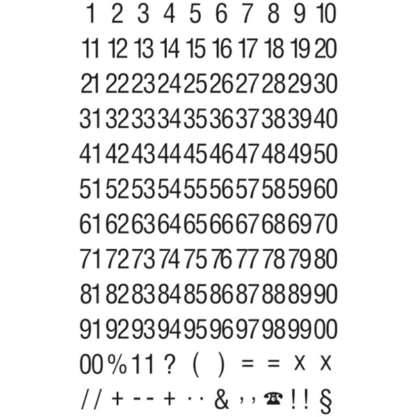 Avery 3721 21pt számok fehér fólián fekete matrica Avery 3721 21pt számok fehér fólián fekete matrica