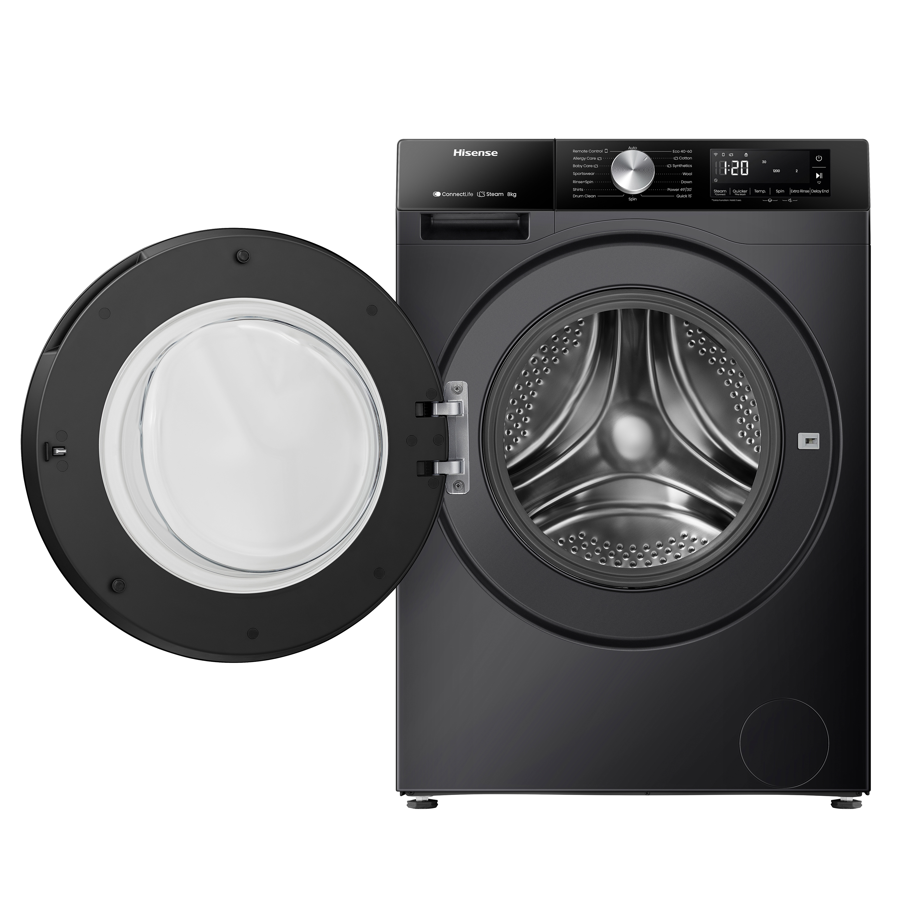 Hisense WF3S8043BB3 Elöltöltős mosógép - 8 Kg, 1400 Fordulat/perc, A Energiaosztály