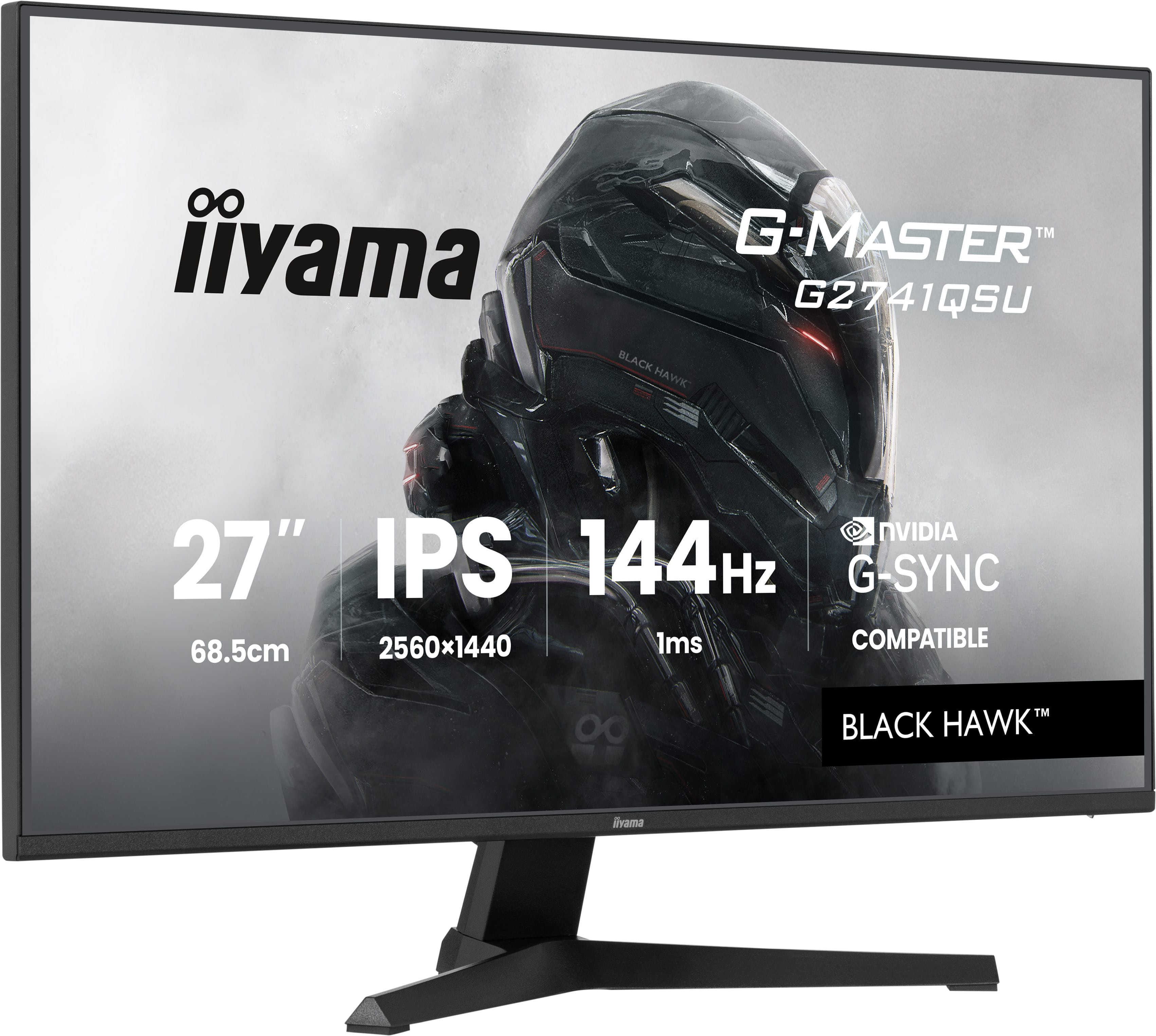iiyama 27" G-Master G2741QSU-B1 Monitor - 2560x1440, QHD, LED, IPS, 144Hz, 1ms, Hangszóró, G-Sync, Gamer, Fekete