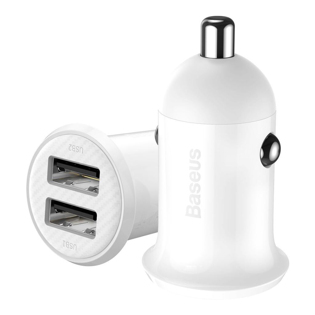 Baseus Grain Pro autós töltő 2x USB-A 4.8A fehér (CCALLP-02 ) Baseus Grain Pro autós töltő 2x USB-A 4.8A fehér (CCALLP-02 )