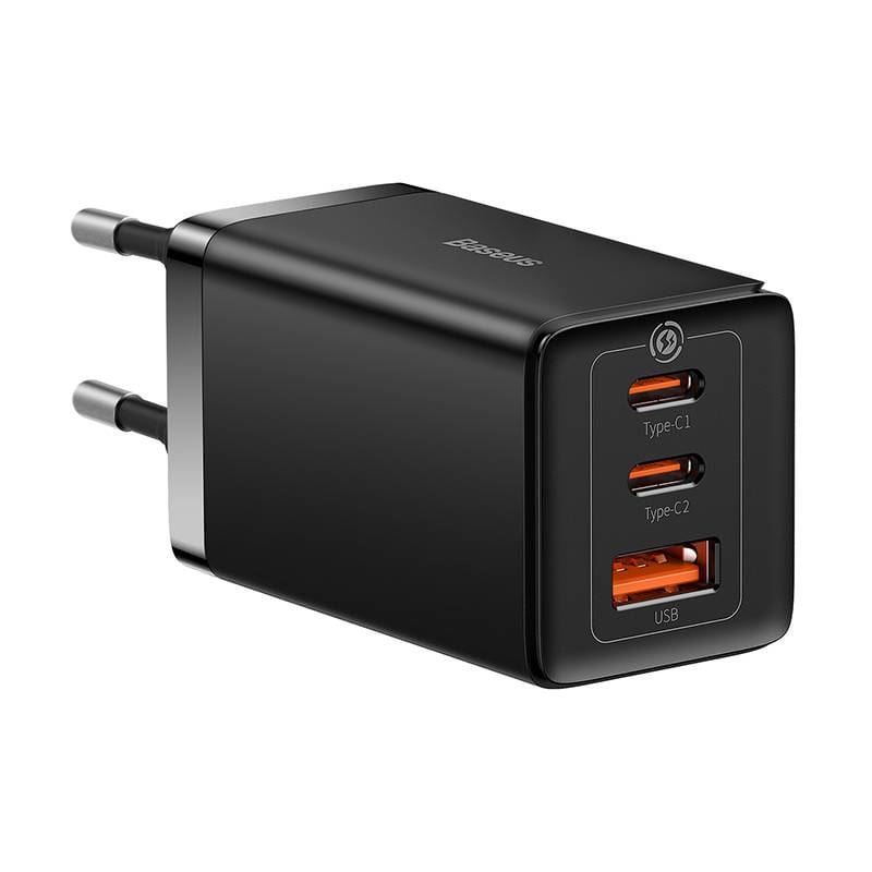 Baseus GaN5 Pro 2xUSB-C + USB-A hálózati töltő 65W fekete (CCGP120201)