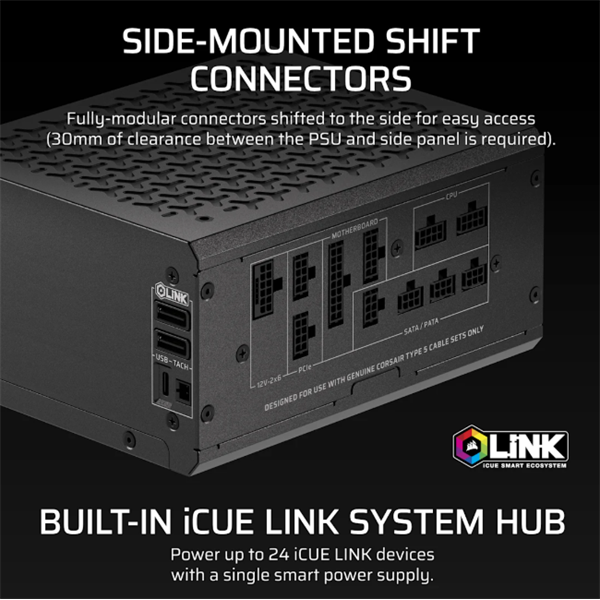 Corsair iCUE LINK HXi SHIFT Series  iCUE LINK HX1000i SHIFT  1000 Watt  Tápegység