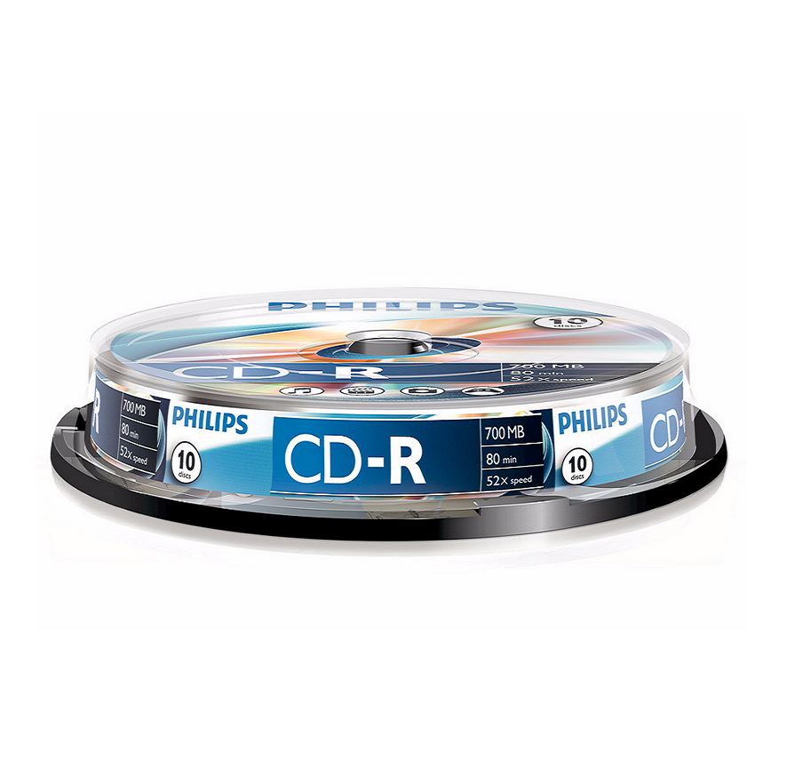 Philips CD-R 80'/700MB lemez hengeres 10db/cs Philips CD-R 80'/700MB lemez hengeres 10db/cs