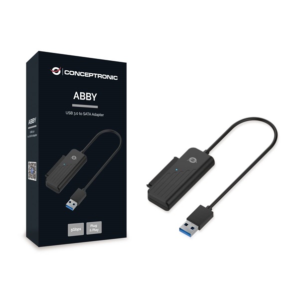 Conceptronic ABBY01B  USB-A 3.0 to SATA Kompatibilis: 2,5" SATA HDD/SSD átalakító 