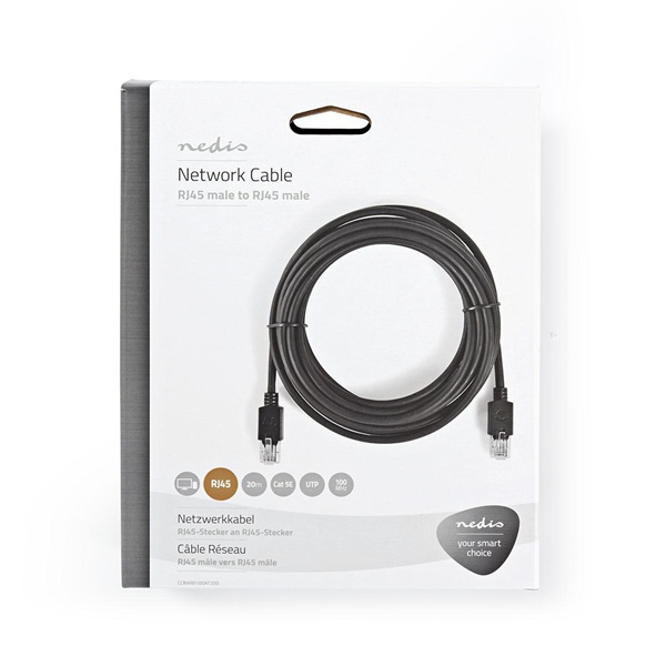 Nedis CCBW85100AT200 UTP Cat5e   LSZH  RJ45  10/100/1000 Mbit/s  hossz 20m patch kábel Fekete