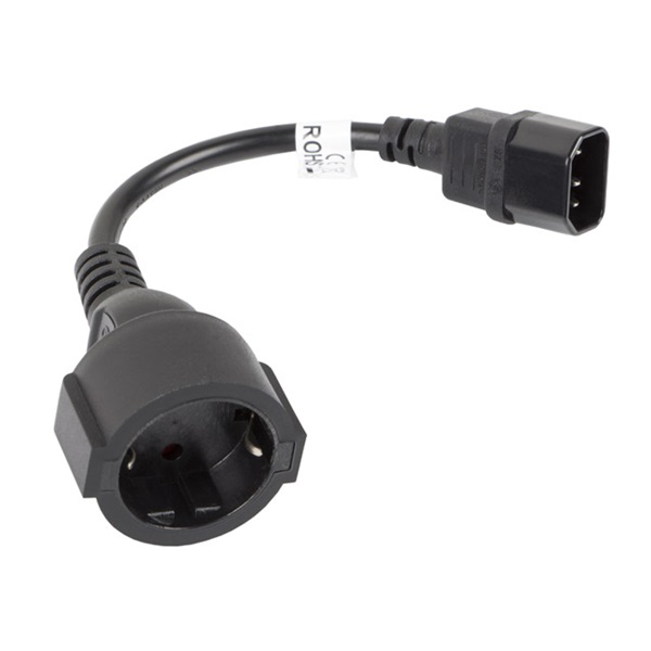 Lanberg hálózati kábel 20cm (CA-C14E-10CC-0018-BK)