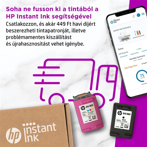 HP DeskJet Plus 4120E tintasugaras multifunkciós Instant Ink ready nyomtató (26Q90B)