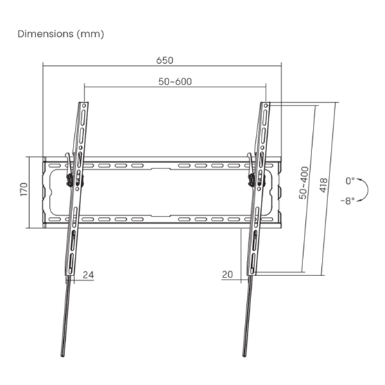  SBOX PLB-3446T-2 37"-80" dönthető fali konzol