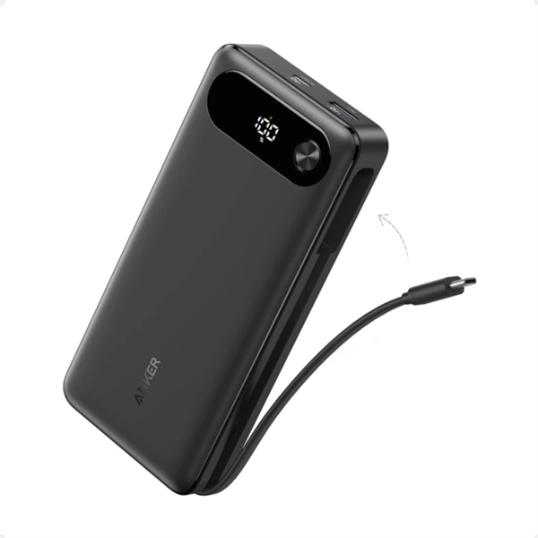 ANKER A1383H11 20000mAh 65W 1xUSB-C 1xUSB-A Beépített USB-C töltő kábel Powerbank Fekete ANKER A1383H11 20000mAh 65W 1xUSB-C 1xUSB-A Beépített USB-C töltő kábel Powerbank Fekete