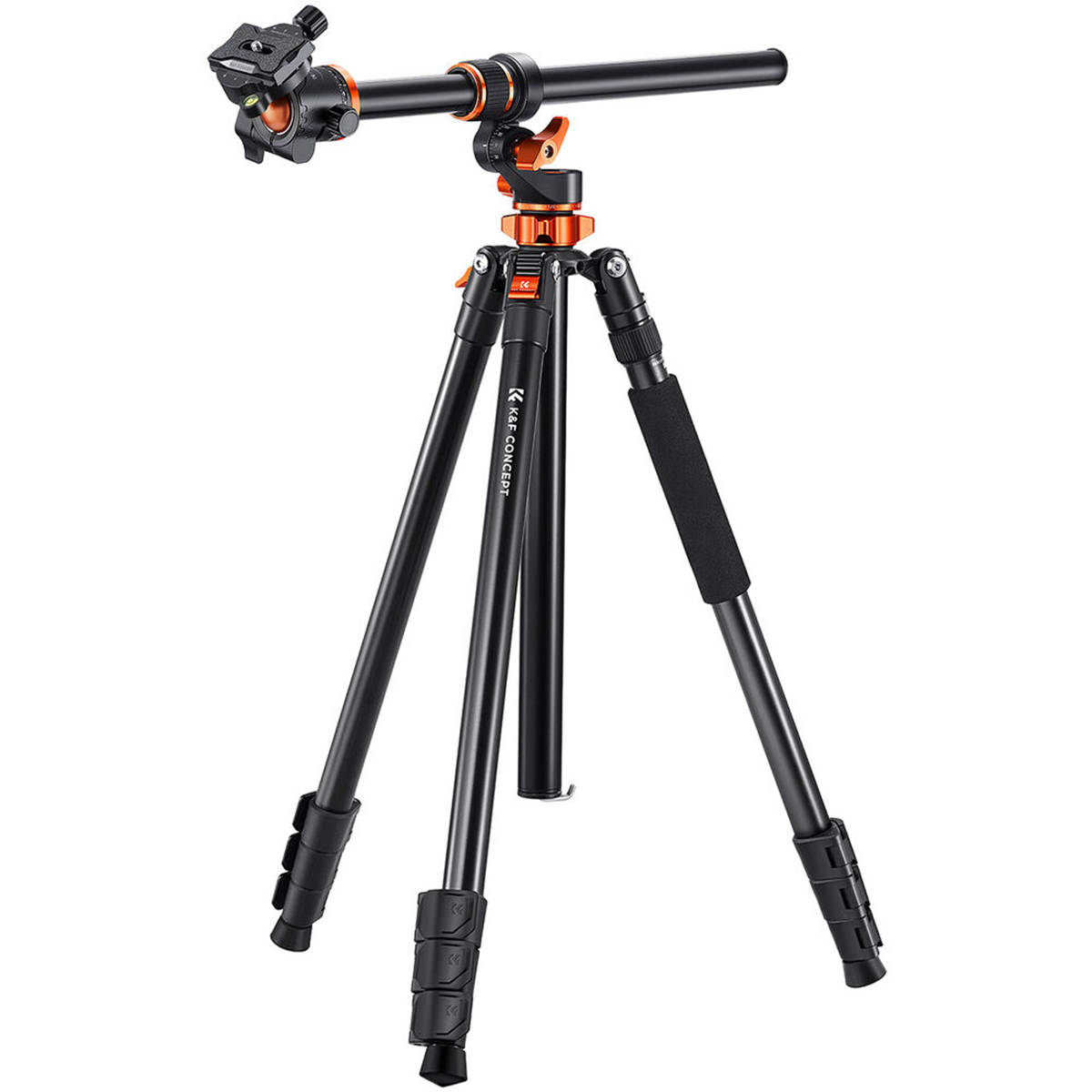 K&F Concept T254A7+BH-28L állvány + monopod, elforgatható középoszloppal, fekete-narancs