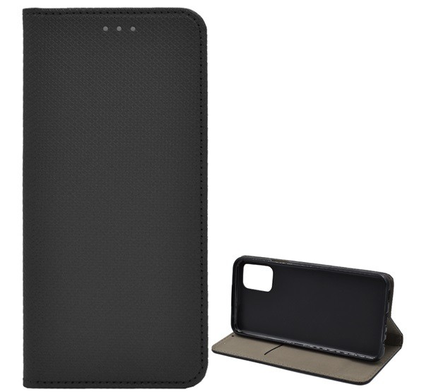 Tok álló, bőr hatású (FLIP, oldalra nyíló, asztali tartó funkció, rombusz minta) FEKETE [LG K62 (LMK525)]