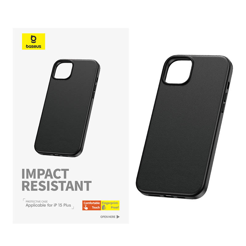Phone Case for iPhone 15 Plus Baseus Fauxther Series (Black) Phone Case for iPhone 15 Plus Baseus Fauxther Series (Black)