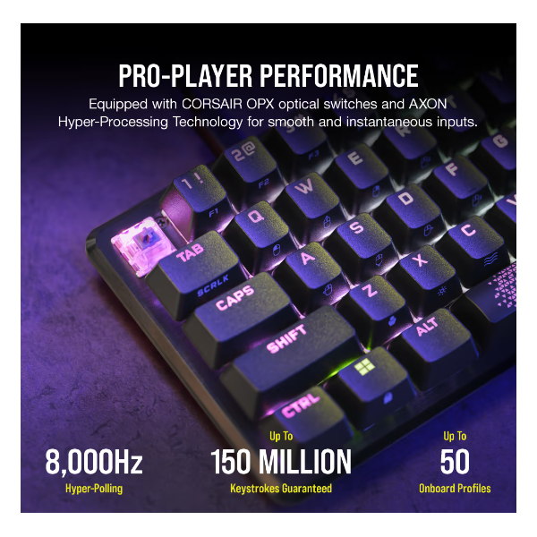 CORSAIR Vezetékes Billentyűzet Gaming K65 PRO MINI RGB 65%  Optical-Mechanical  US szürke