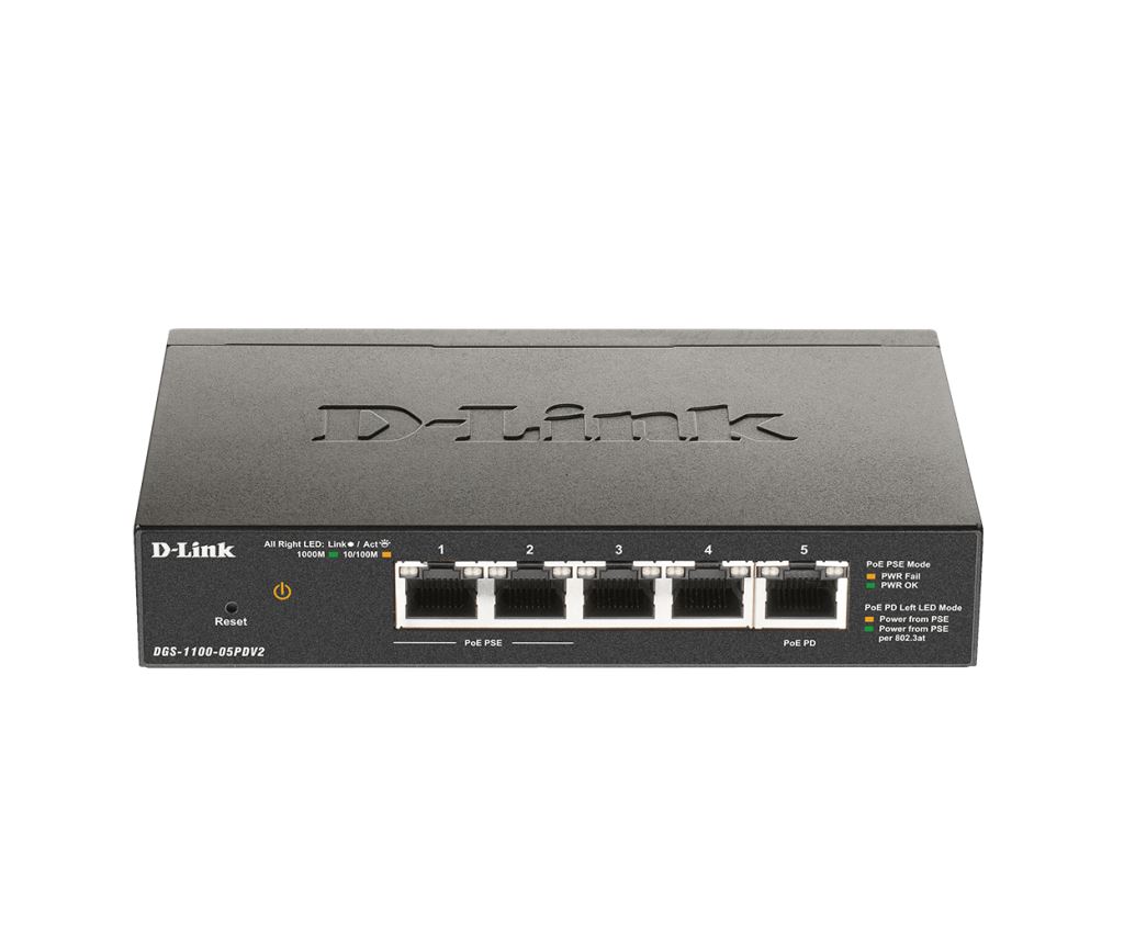 D-Link DGS-1100-05PDV2 10/100/1000Mbps 5 portos PoE switch D-Link DGS-1100-05PDV2 10/100/1000Mbps 5 portos PoE switch