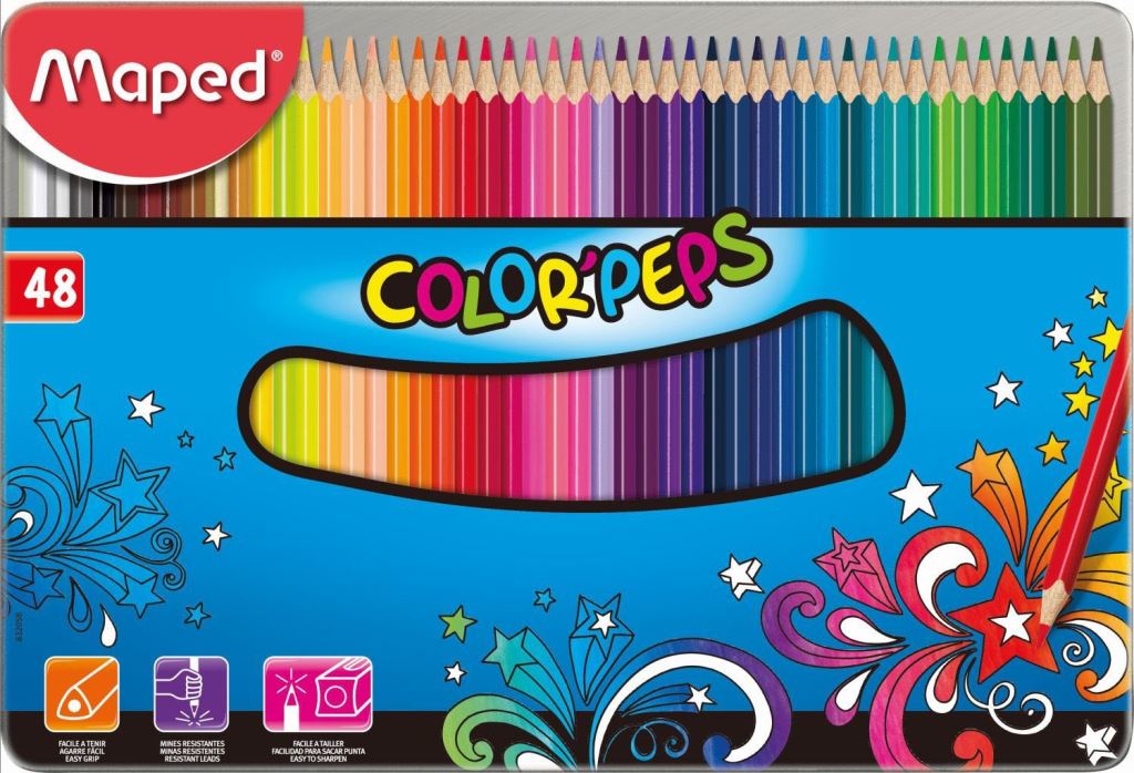 Maped "Color`Peps" színes ceruza készlet és fém doboz 48 különböző szín (832058) Maped "Color`Peps" színes ceruza készlet és fém doboz 48 különböző szín (832058)
