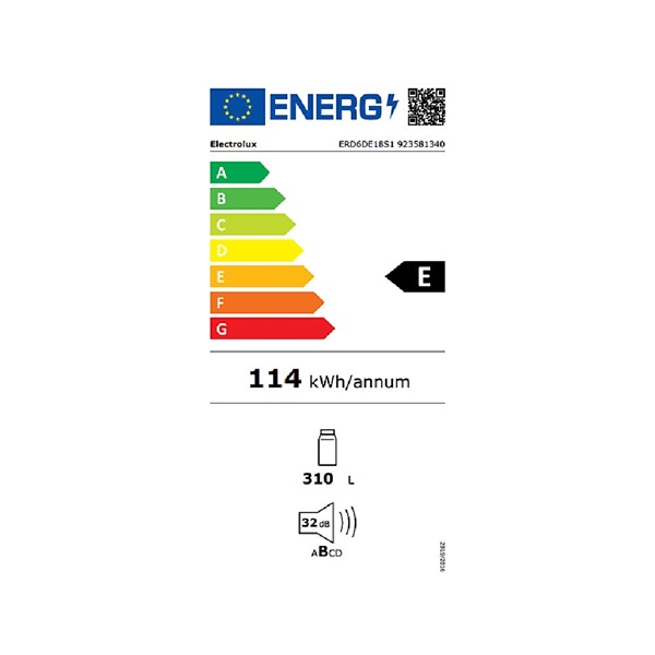 Electrolux ERD6DE18S1 egyajtós, beépíthető, Hűtő:310L, hűtőszekrény