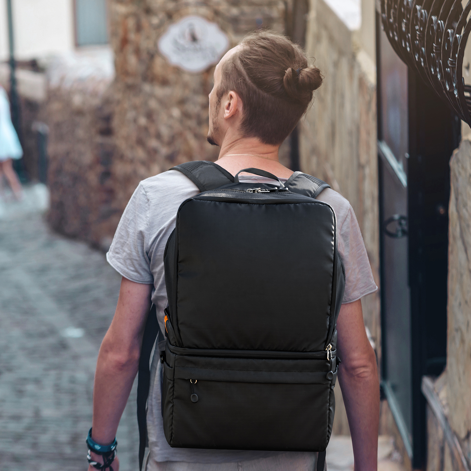 K&F Concept Collapsible Backpack 22L, fotós hátizsák, oldaltáskáva csukható, fekete