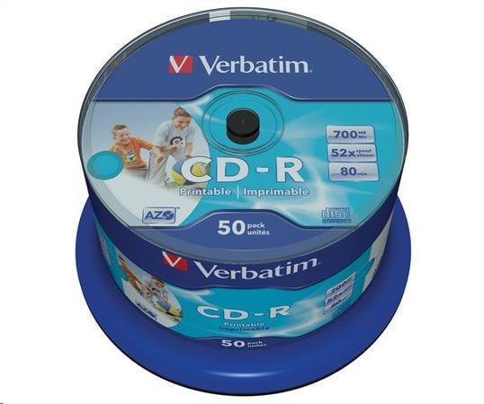 Verbatim 80'/700MB 52x nyomtatható matt felületű CD lemez hengeres 50db/csomag  (43438) Verbatim 80'/700MB 52x nyomtatható matt felületű CD lemez hengeres 50db/csomag  (43438)