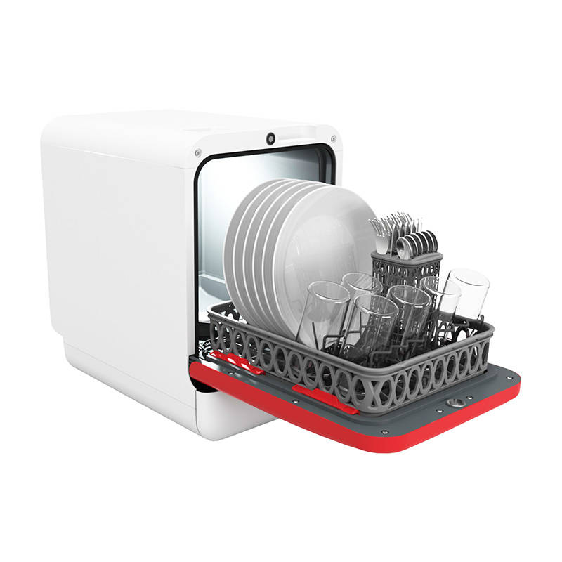 Bob Daan Tech kompakt mini asztali mosogatógép (fehér-piros)
