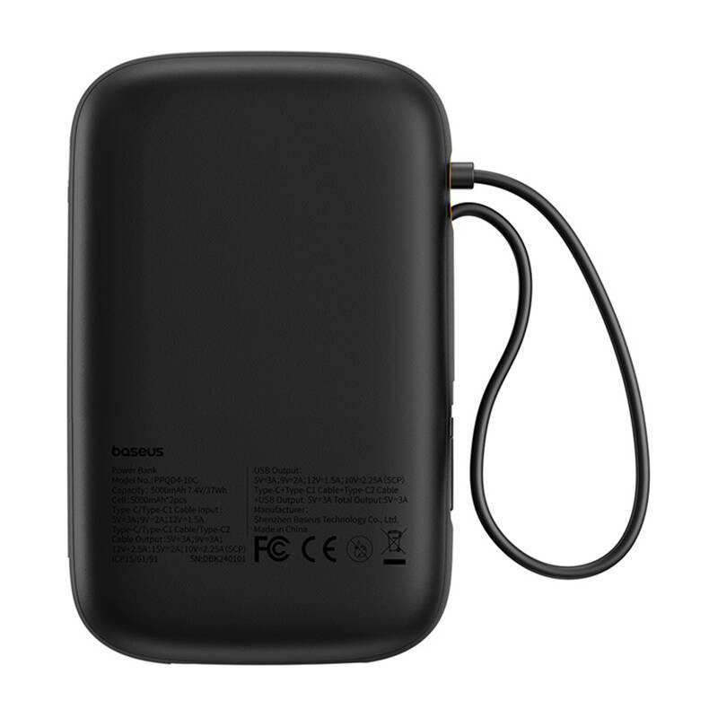 Baseus QPow 2 10000mAh 30W  2xUSB-C powerbank  Fekete 
