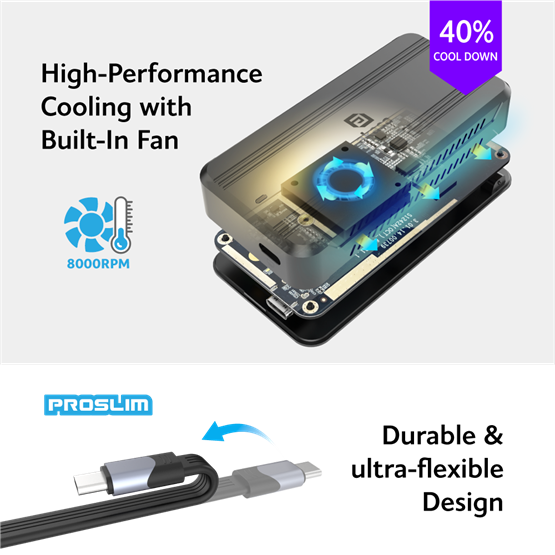 Akasa AK-ENU4M2-01    m.2  NVMe SSD > USB 40Gbps Type-C  külső ház