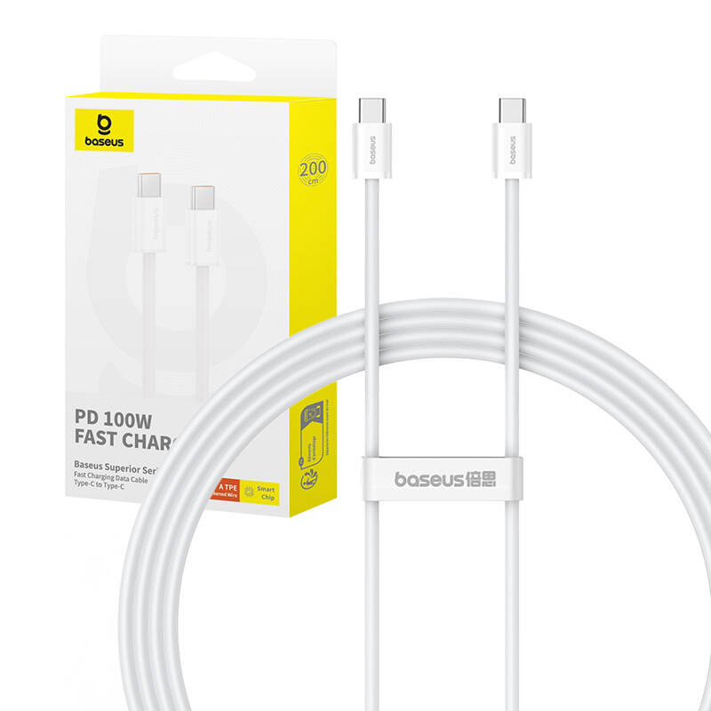 USB-C USB-C gyors töltőkábel Baseus Superior 2 100W 2m (fehér) USB-C USB-C gyors töltőkábel Baseus Superior 2 100W 2m (fehér)
